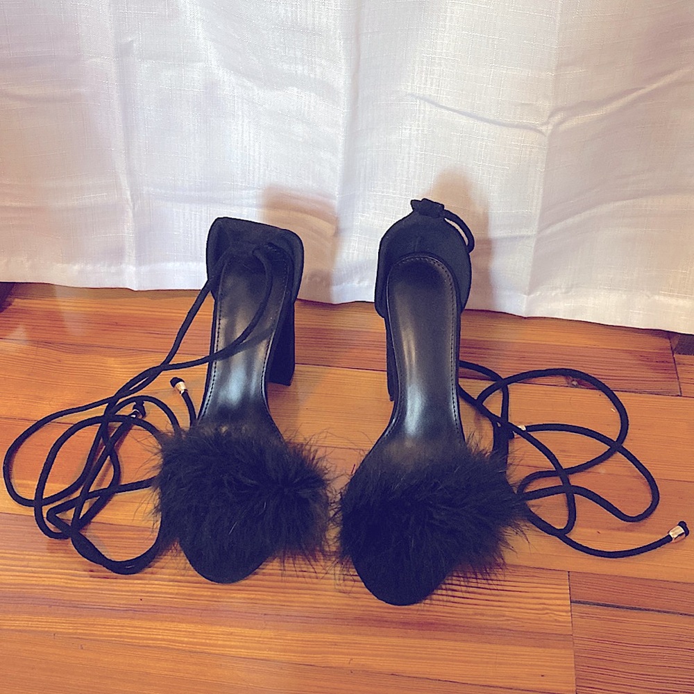 Black lace up heels